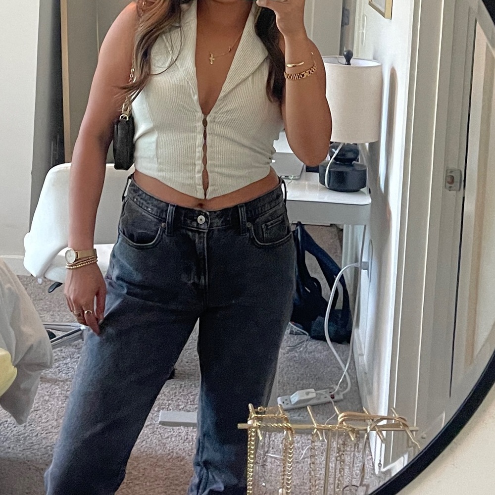 Princess Polly White pinstripe vest Top